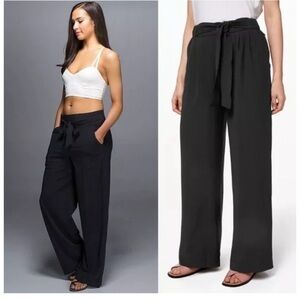 Lululemon Noir Pant Black Size 8 Wide-Leg High Rise Tie Waist